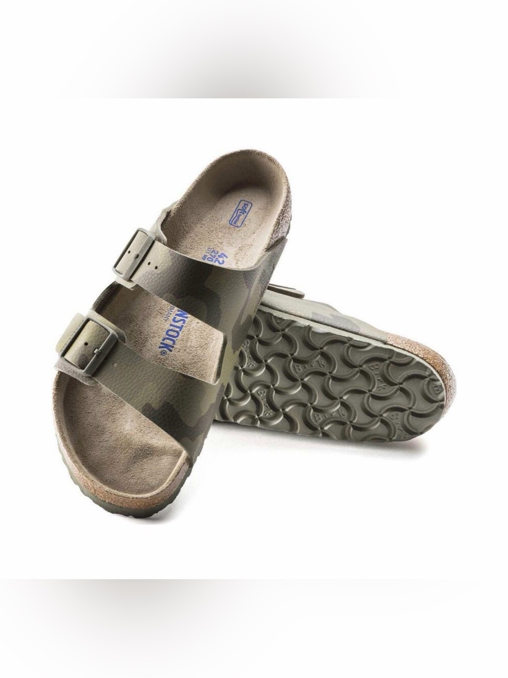 New without tags Birkenstock: Arizona SFB Desert Soil in Camo Green Size 43